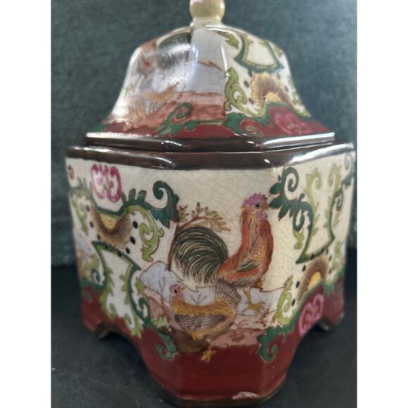 Ginger Jar Vintage Ceramic Asian Vase Rooster Floral Porcelain Vase - Picture 12 of 15